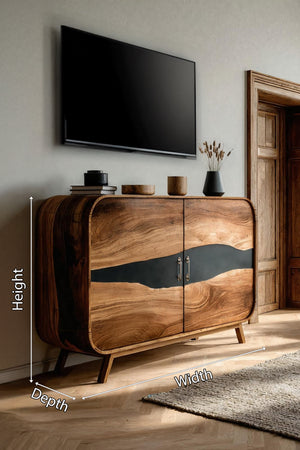 Farmhouse Live Edge Media Console For Entryway Decor