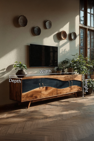 Modern Wooden Live Edge TV Stand For Entryway Design