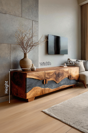 Mid Century Solid Wood TV Console For Living Room Decor