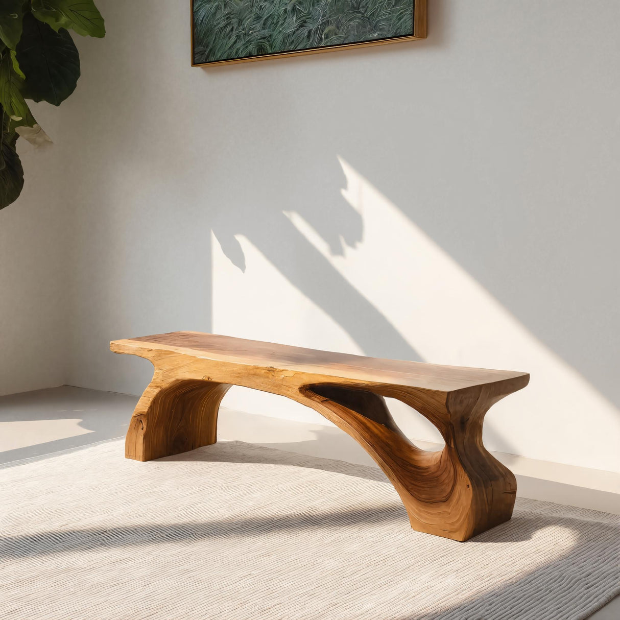 Organic Live Edge Bench For Modern Entryway Or Living Room
