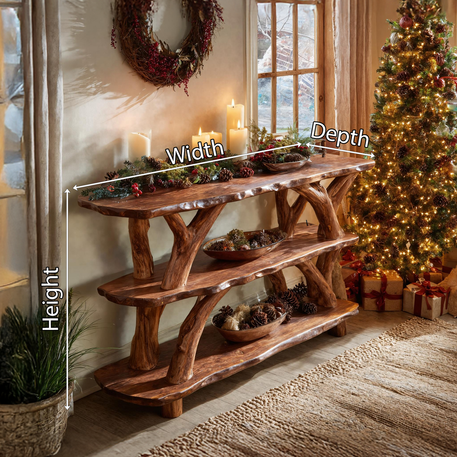 Modern Live Edge Console Table For Christmas Home Furniture Style
