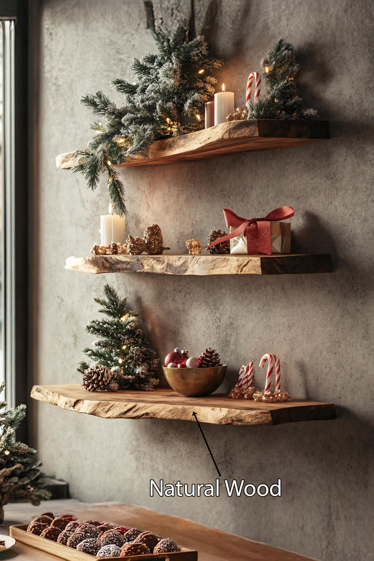 Farmhouse Wooden Floating Shelf For Christmas Entryway Living Room