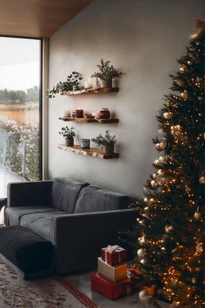 Modern Solid Wood Floating Shelf For Living Room Holiday Style