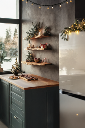 Farmhouse Wooden Floating Shelf For Christmas Entryway Living Room