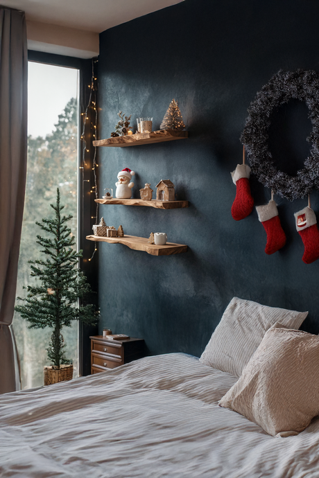 Handcrafted Live Edge Floating Shelf For Entryway Xmas Design