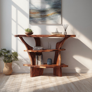 Handcrafted Solid Wood Console Table For Rustic Entryway Interior Style