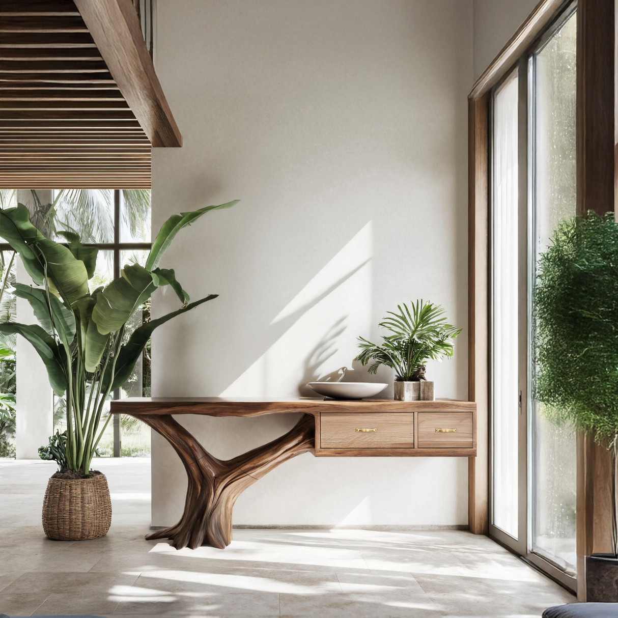 Farmhouse Wooden Console Table For Rustic Bedroom