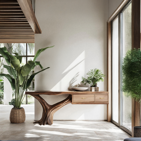 Farmhouse Wooden Console Table For Rustic Bedroom
