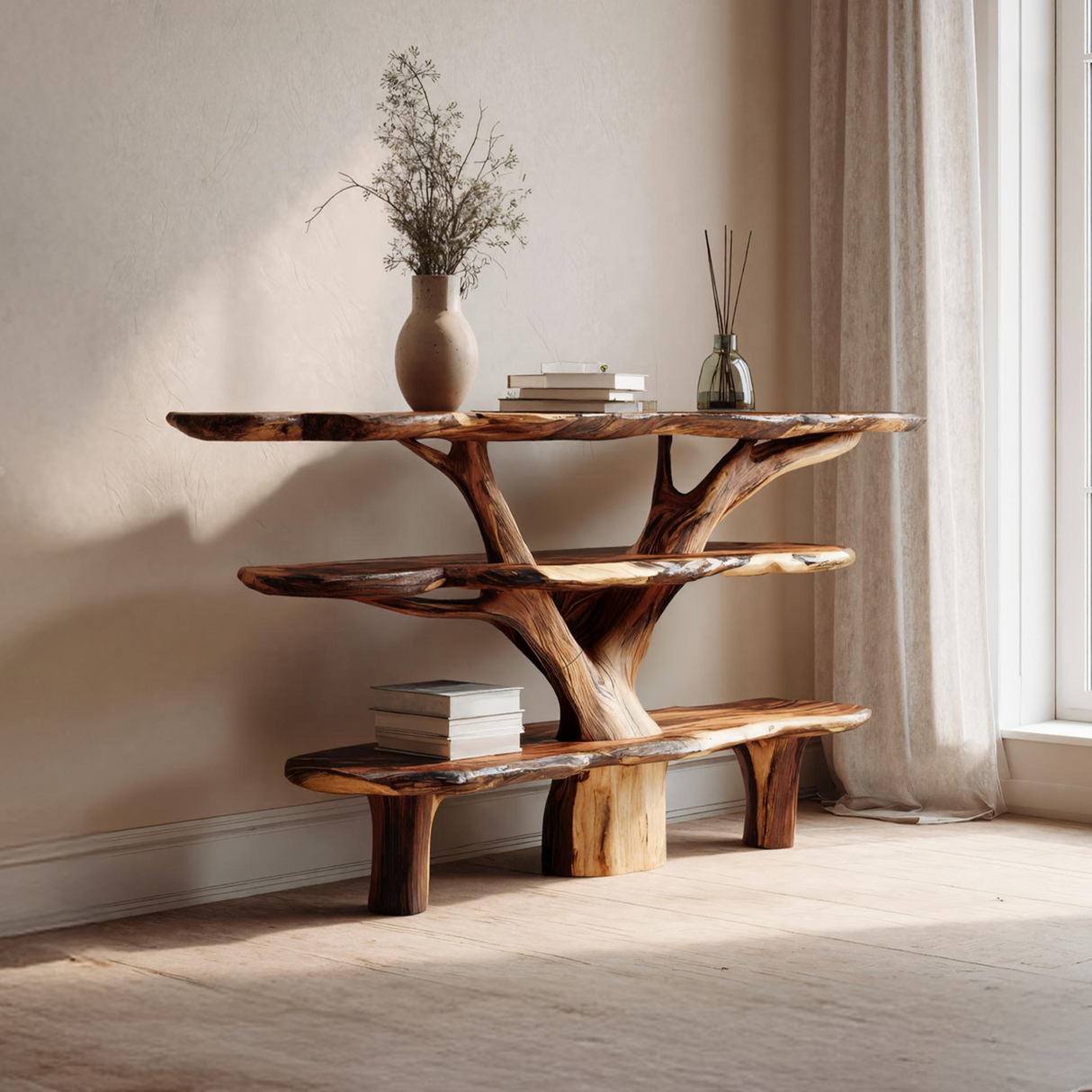 Farmhouse Solid Wood Console Table For Vintage Entryway Rustic Design