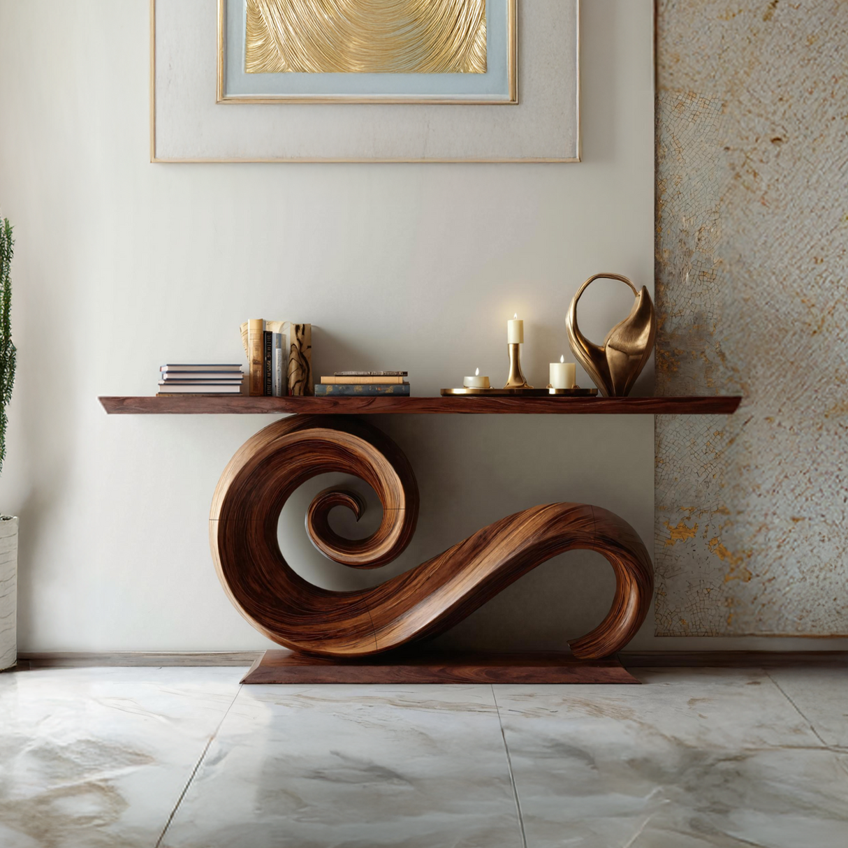 Modern Solid Wood Console Table Organic Live Edge For Entryway Design