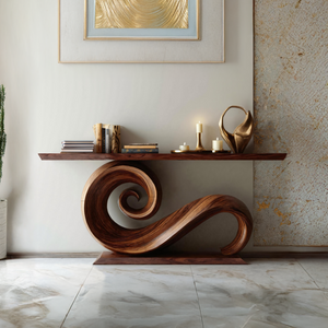 Modern Solid Wood Console Table Organic Live Edge For Entryway Design