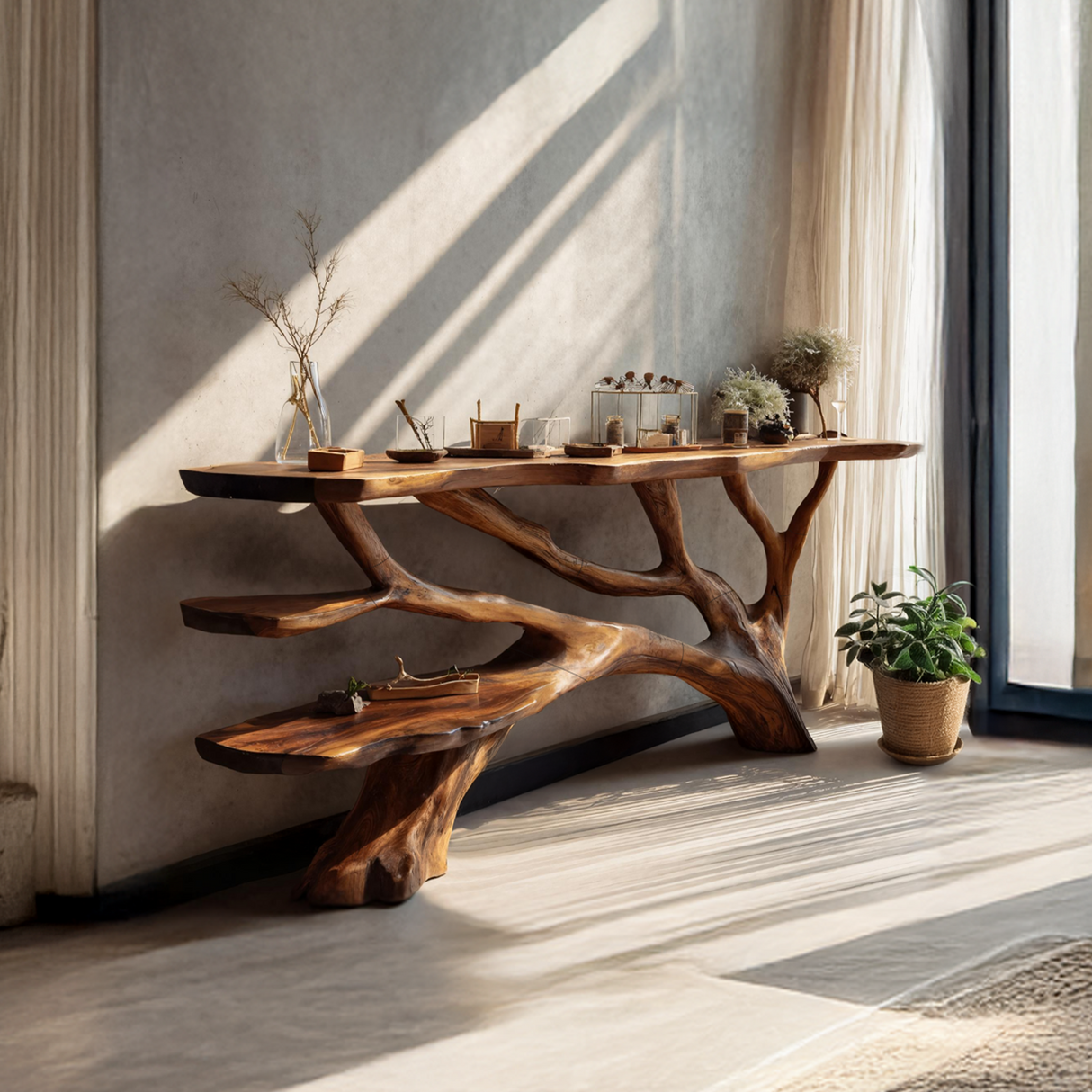 Handcrafted Live Edge Entryway Table For Bedroom Rustic Home Interior