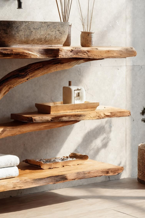 Mid Century Wooden Live Edge Bathroom Vanity For Bathroom Design