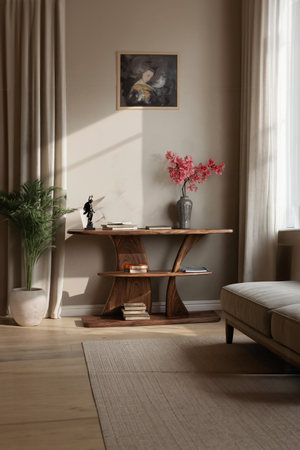 Farmhouse Solid Wood Console Table For Entryway Design And Storage