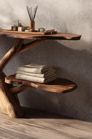 Modern Wooden Live Edge Bathroom Vanity For Minimalist Bathroom Design