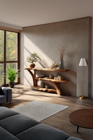 Modern Wooden Live Edge Console Table For Entryway Home Decoration