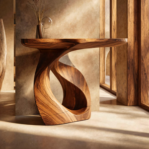 Handcrafted Solid Wood Console Table Organic Design For Entryway Decor