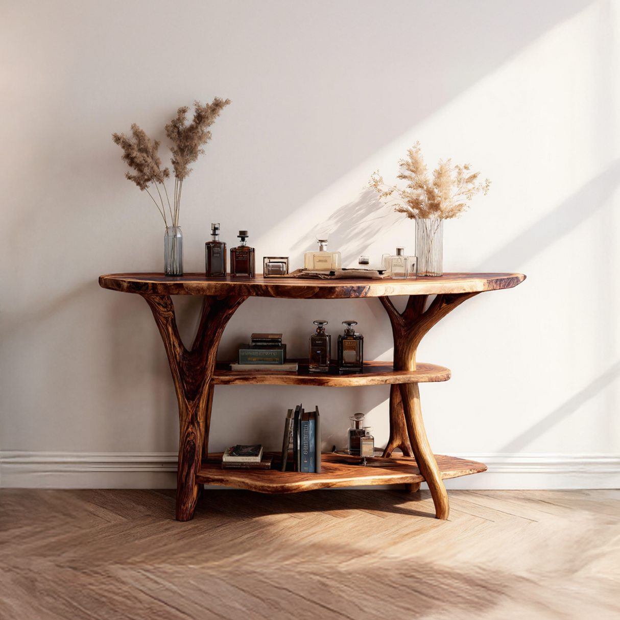 Handcrafted Wooden Live Edge Console Table For Stylish Entryway Furniture
