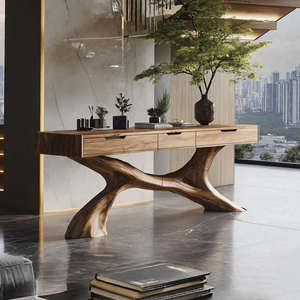 Rustic Wooden Console Table For Living Room