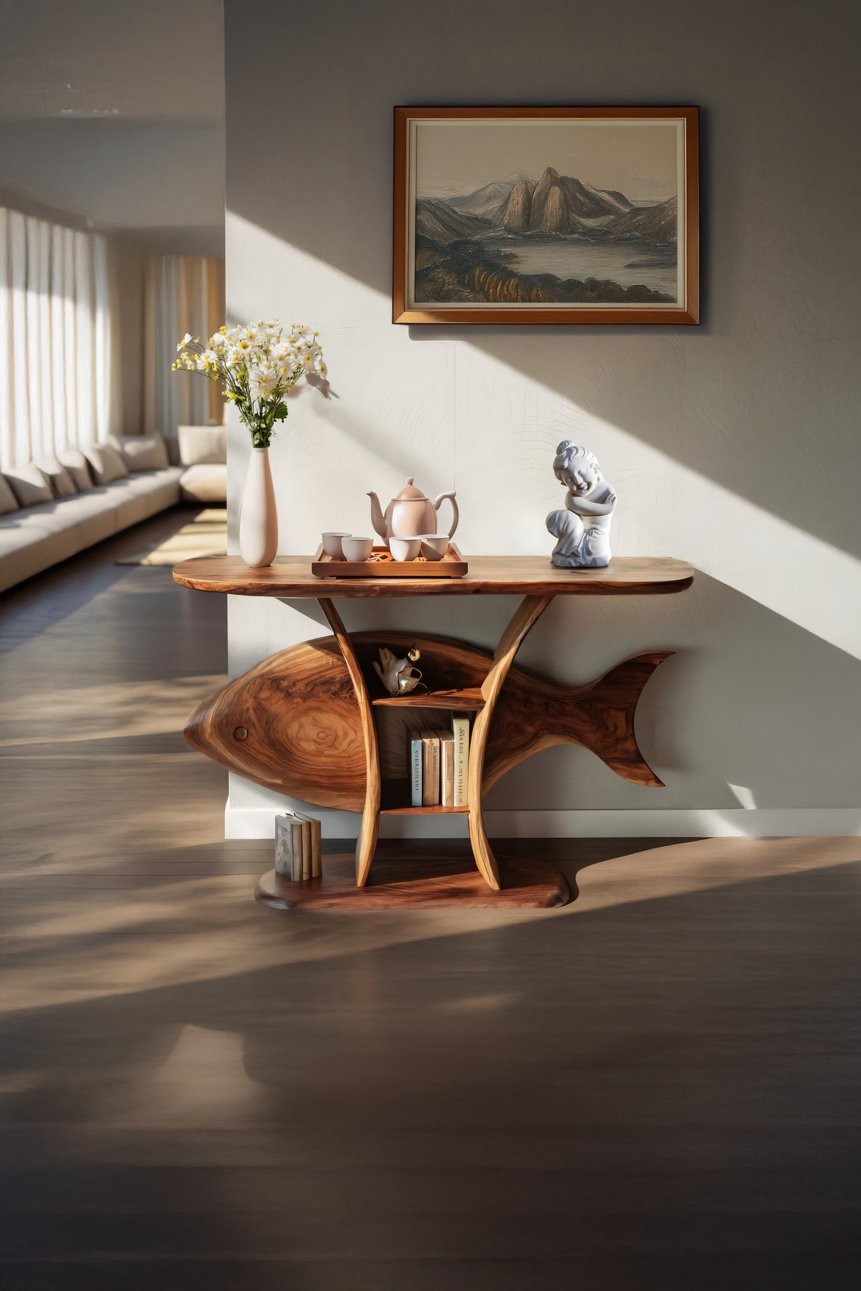 Mid Century Solid Wood Console Table For Furniture Decor Style