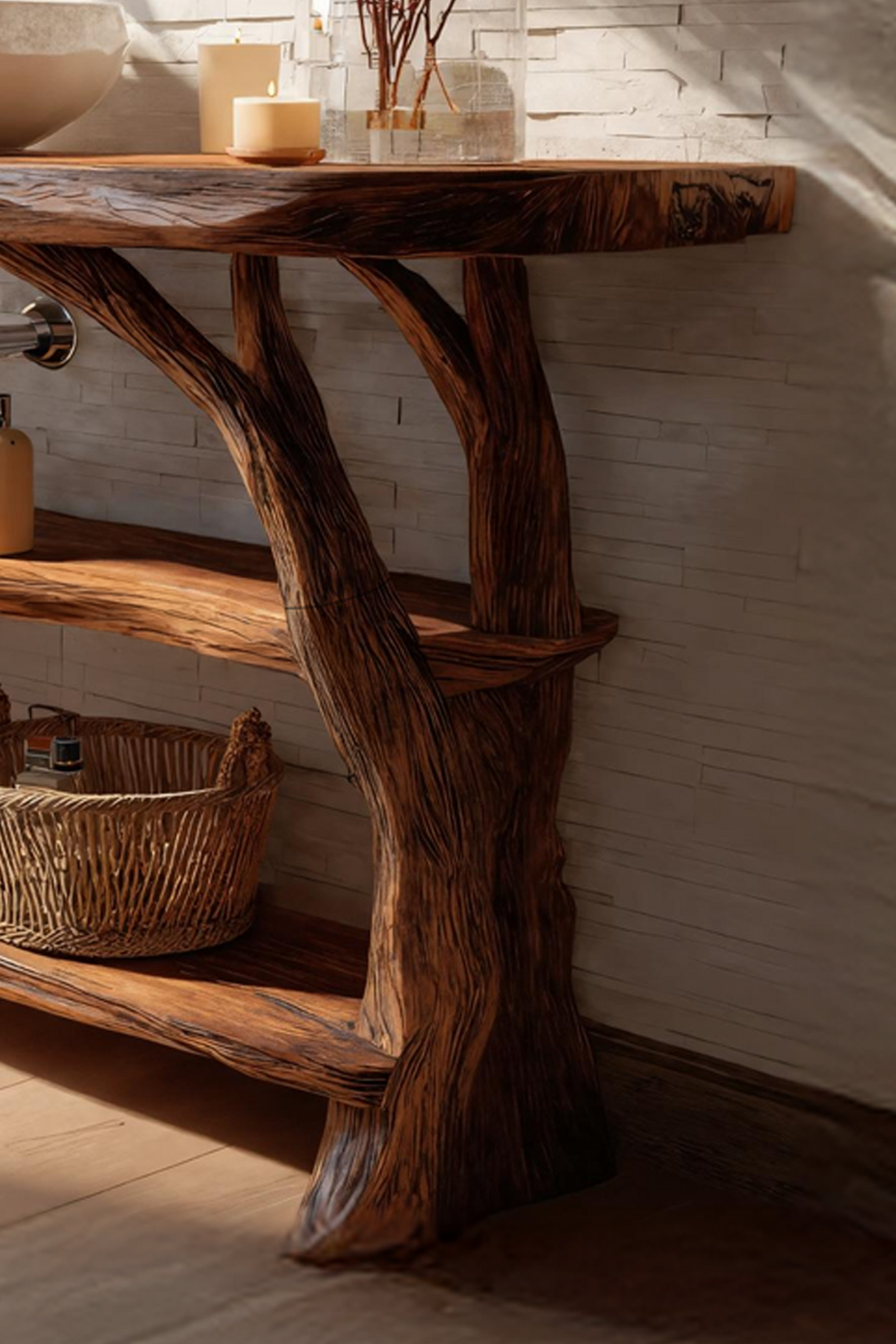 Farmhouse Handcrafted Live Edge Bathroom Vanity For Bathroom Decor