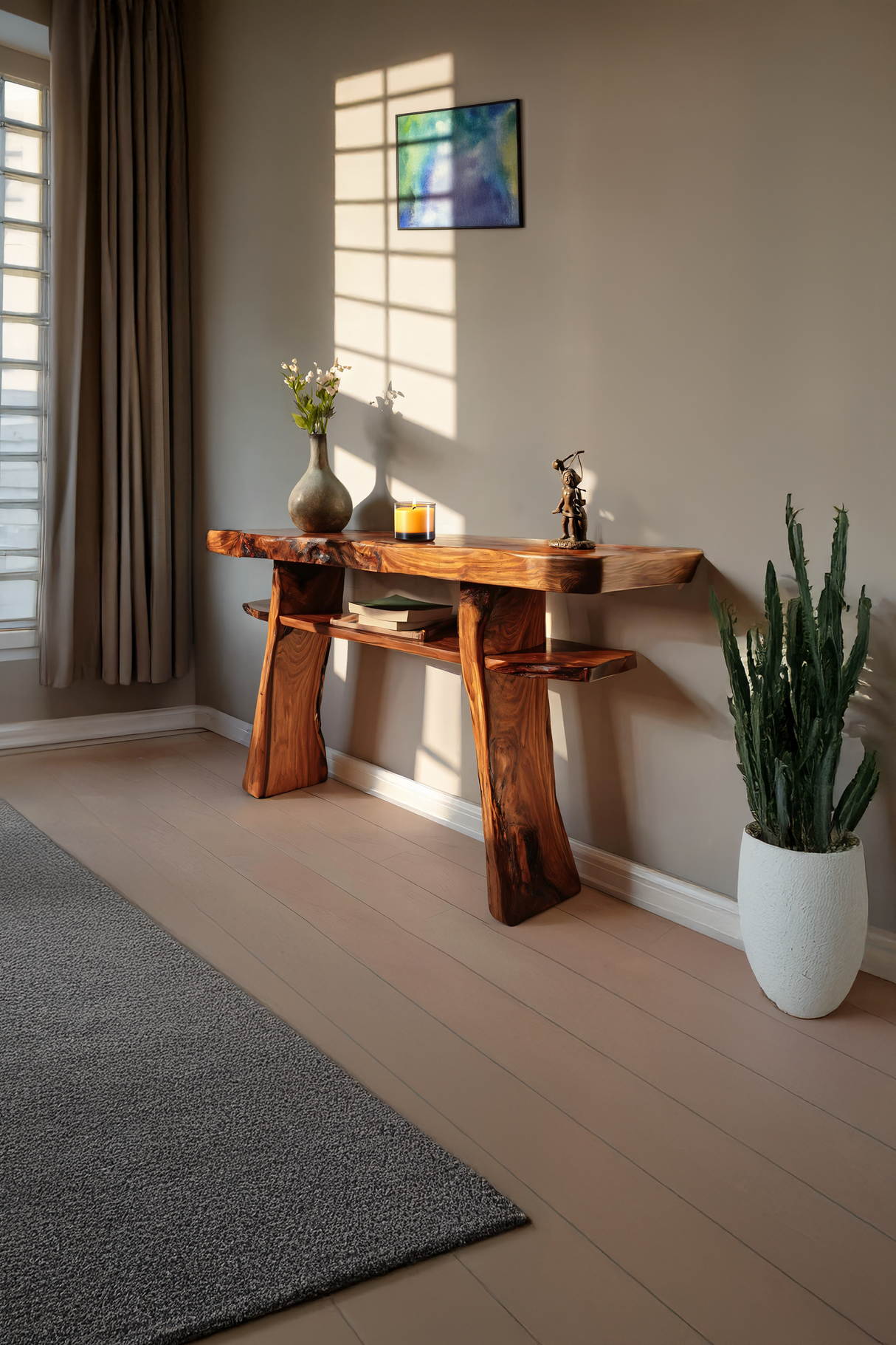Modern Wooden Live Edge Console Table For Bedroom Decor