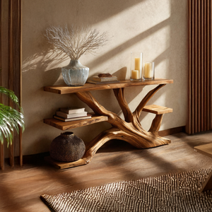 Handcrafted Wooden Live Edge Console Table For Elegant Furniture Decor