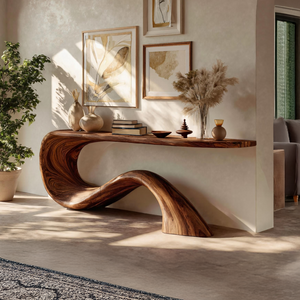 Modern Live Edge Entryway Table Organic Solid Wood For Home Decor