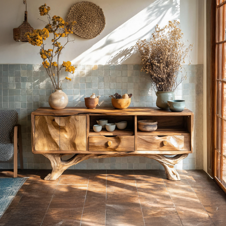 Handcrafted Wooden Console Table For Bedroom Luxury Home Accent