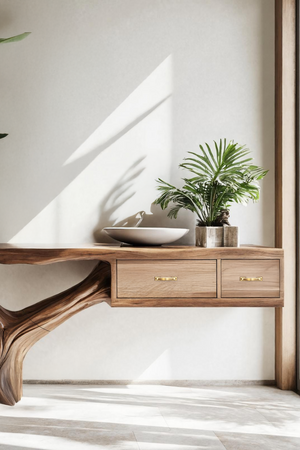 Farmhouse Wooden Console Table For Rustic Bedroom