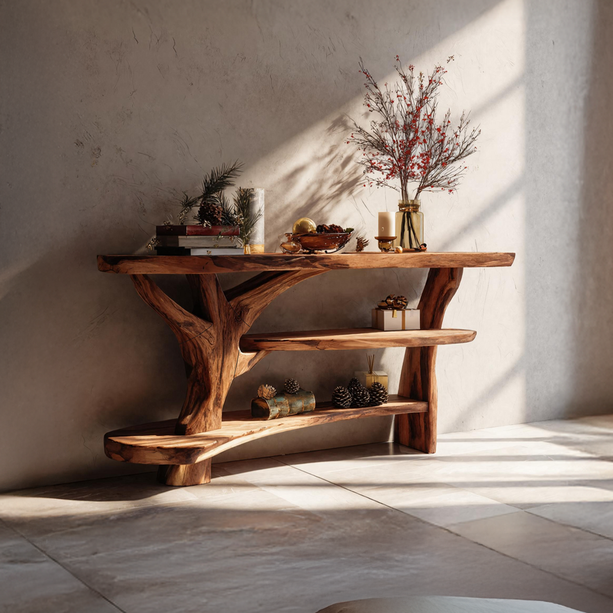 Farmhouse Wooden Live Edge Console Table For Entryway Furniture Design