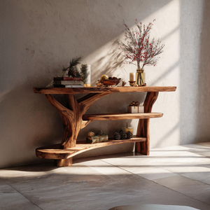 Farmhouse Wooden Live Edge Console Table For Entryway Furniture Design