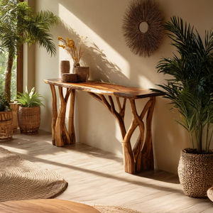Modern Wooden Live Edge Console Table For Living Room Decoration