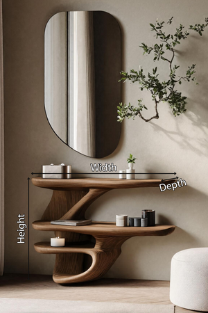 Handcrafted Live Edge Cosmetic Table for Bathroom Use