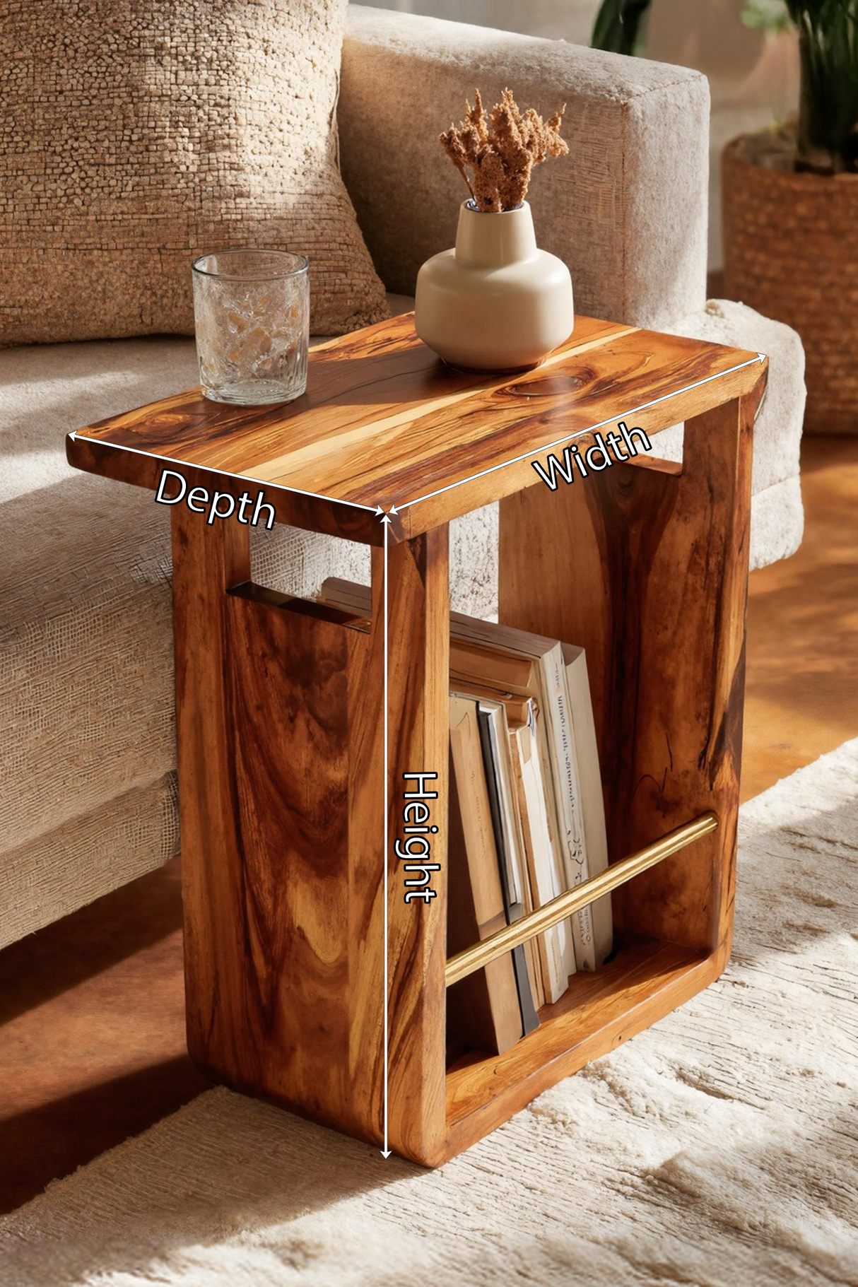 Modern Solid Wood Side Table For Living Room Setup