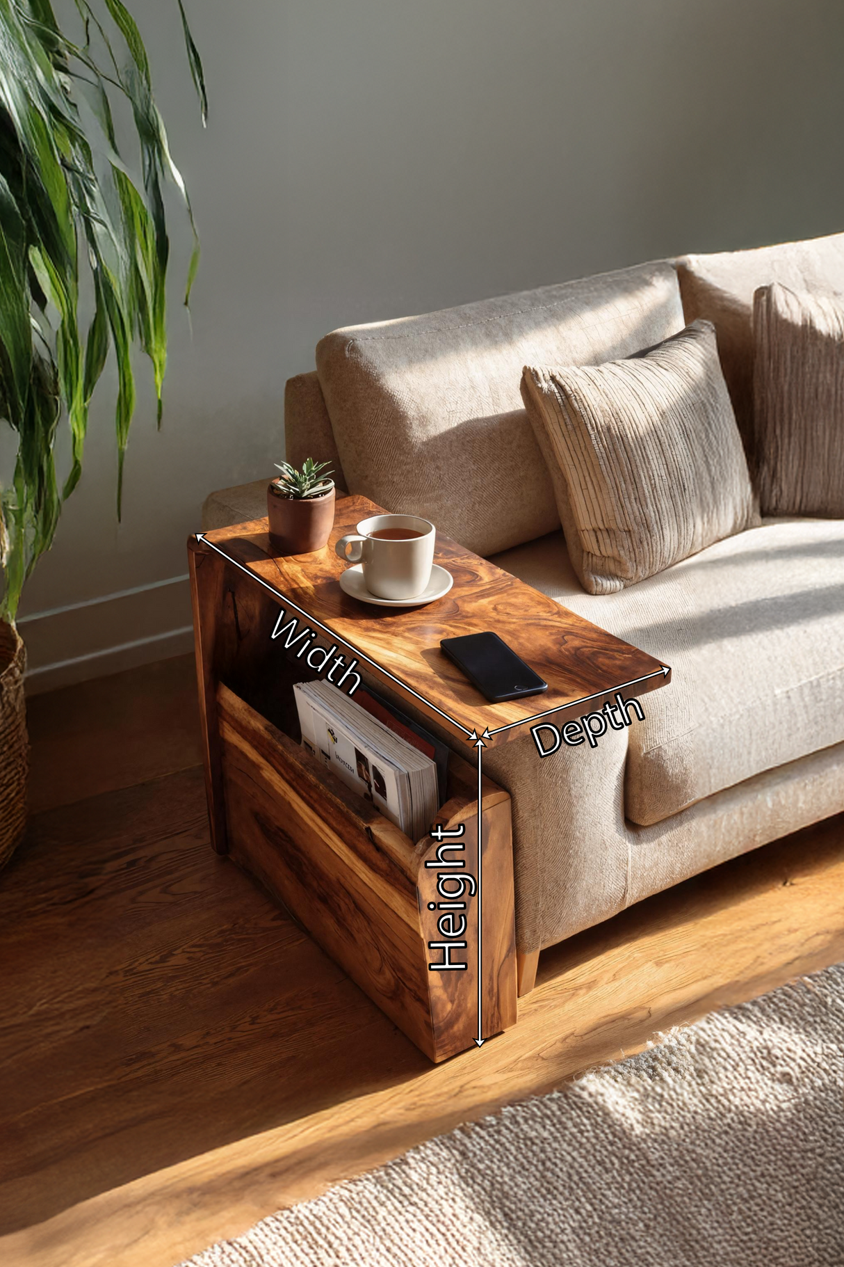 Mid Century Wooden Armrest For Home Furniture Decor