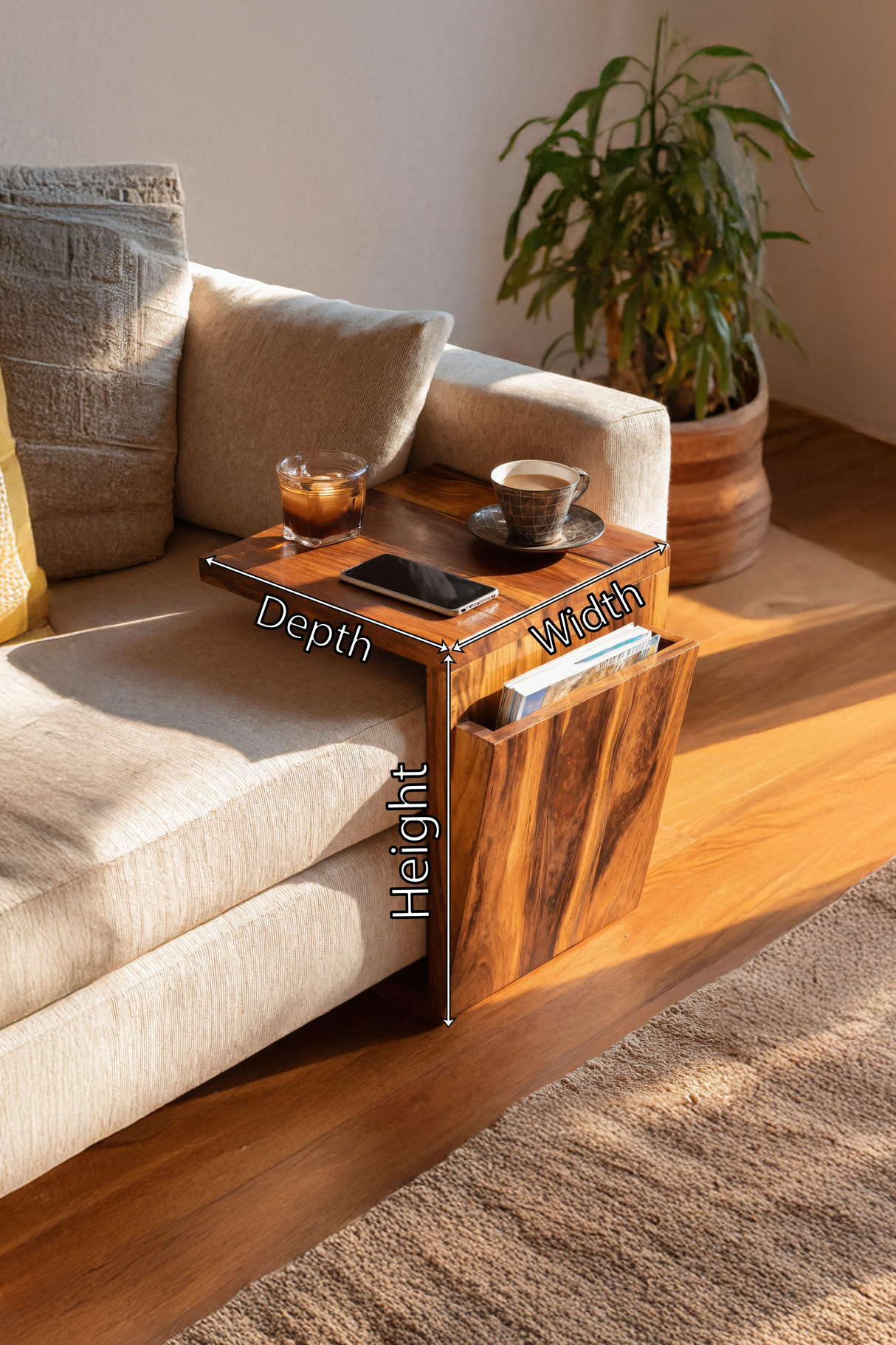 Handcrafted Live Edge Armrest For Unique Sofa Style