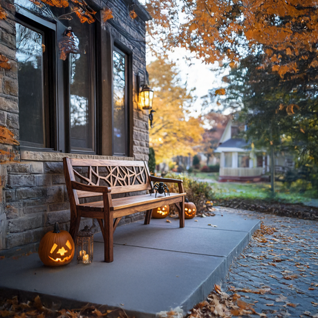 Rustic Solid Wood Halloween Bench For Spooky Outdoor Home Decor