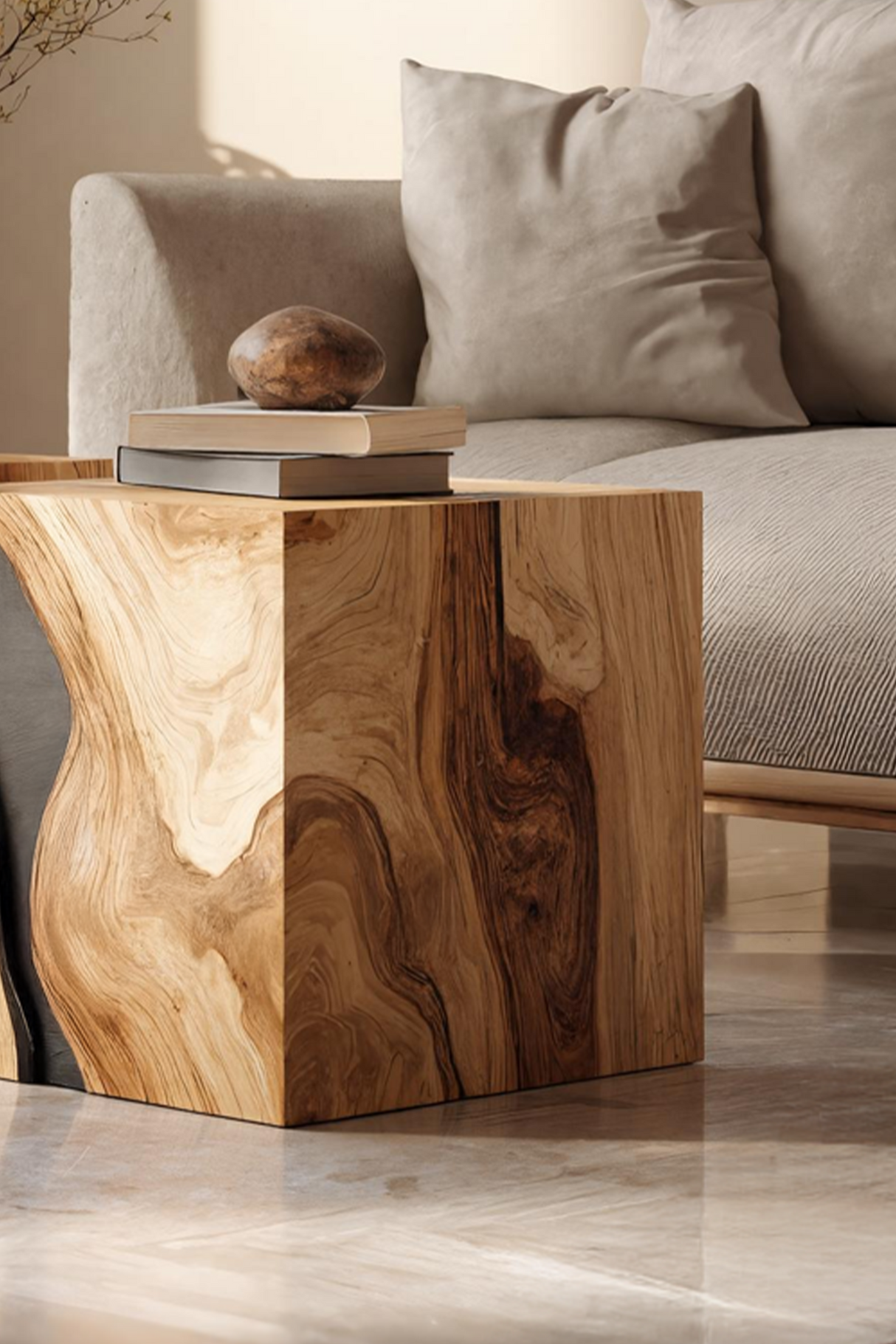 Farmhouse Wooden Cube Coffee Table For Farmhouse Living Room