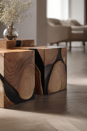 Mid Century Solid Wood Square Table For Living Room