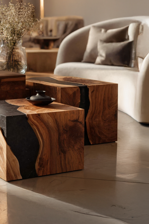 Farmhouse Wooden Cube Coffee Table For Rustic Home Decor