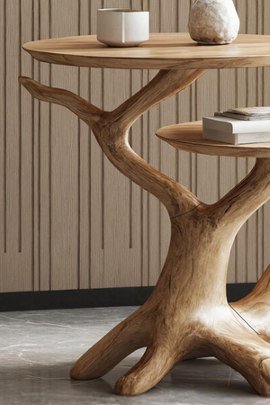 Farmhouse Solid Wood End Table For Living Room Decor And Storage