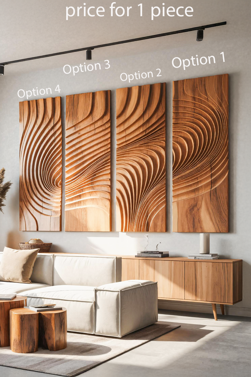 Large Carved Wood Wall Art Panel For Living Room Or Entryway Decor