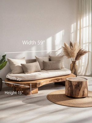 Modern Sofa With Organic Carved Base For Living Room