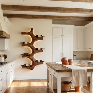 Modern Wall Mounted Wine Rack Natural Wood For Kitchen
