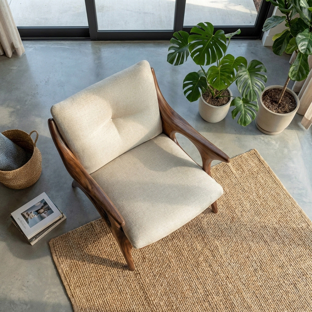 Minimalist Wooden Lounge Chair For Living Room Interior