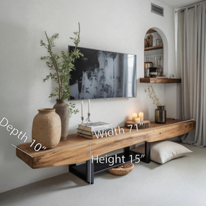 Rustic TV Shelf With Metal Legs For Minimalist Living Room