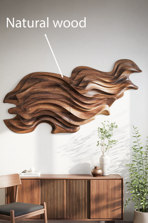 Flowing Wave Wall Sculpture With Abstract Carving For Living Room