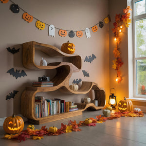 Handmade Halloween Artistic Wooden Display Shelf For Office And Living Room