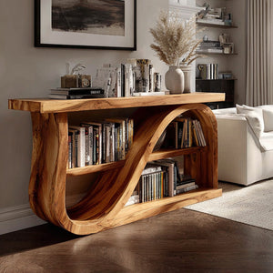 Elegant Wood Console Table With Unique Base For Living Room
